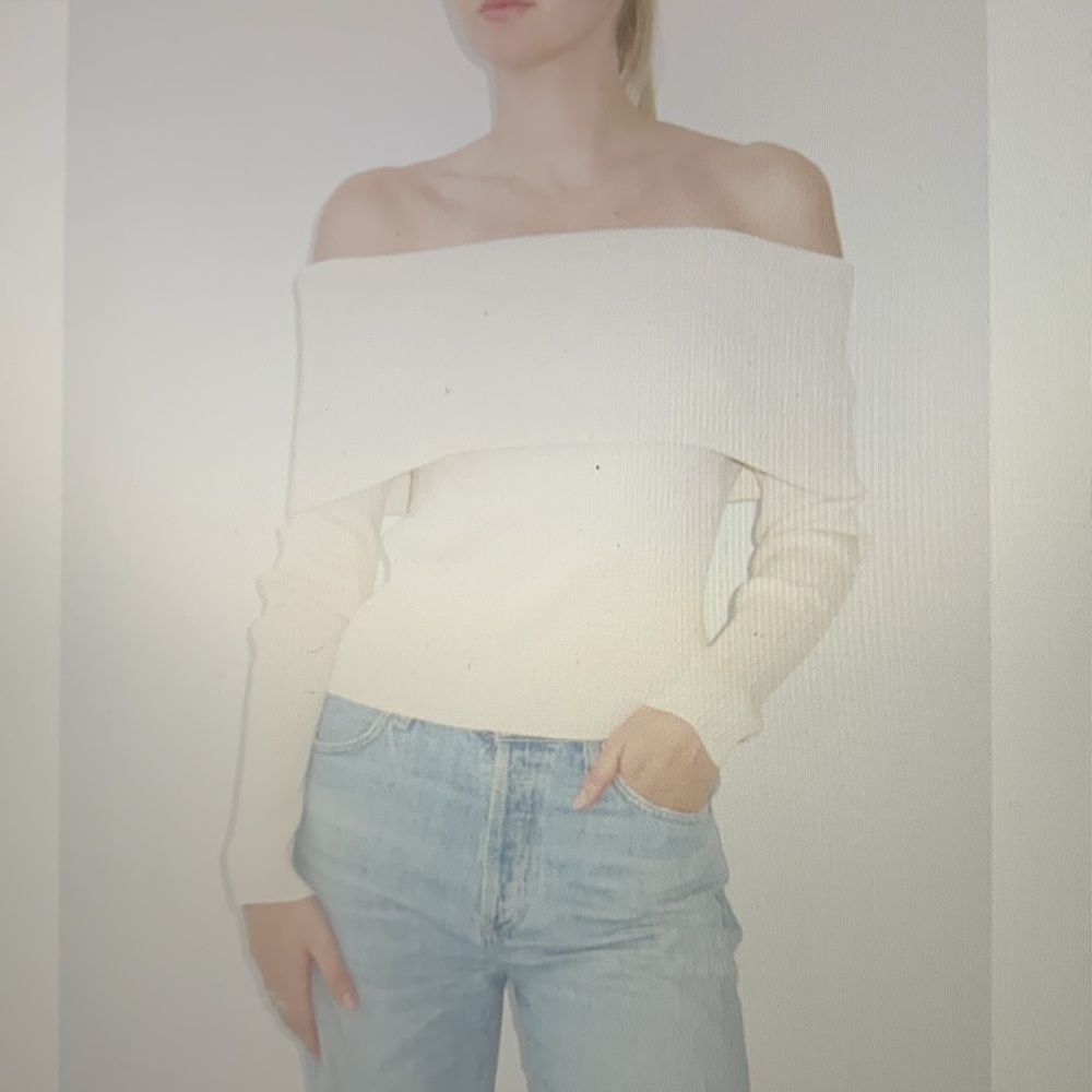 BTL Brown Ribbed Off-Shoulder Top